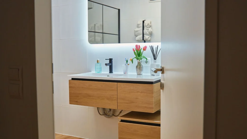 espejo con luz LED en el baño 2